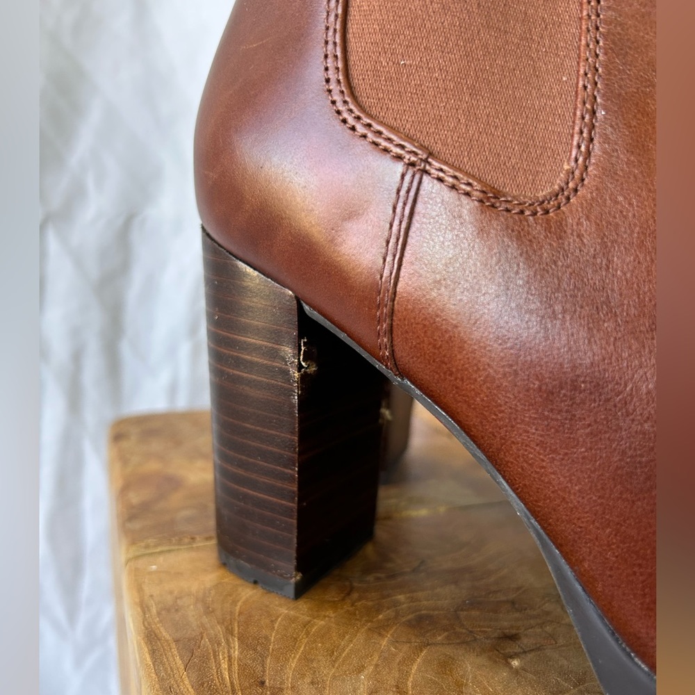 Clarks Brown Leather Heeled Ankle Boots - Picture 4 of 5